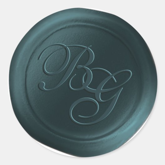 Peacock Green Double Monogram Wax Seal Stickers (Voorkant)