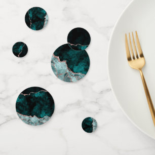 Peacock Green en Roos Gold Agate Marble Wedding Confetti