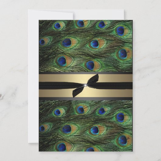 Peacock Green & Gold Wedding Invitation Kaart (Voorkant)