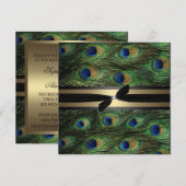 Peacock Green & Gold Wedding Invitation Kaart (Voorkant / Achterkant)