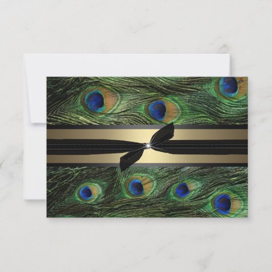 Peacock Green & Gold Wedding RSVP (Voorkant)