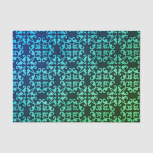 Peacock Green Gradient Damask Patroon Tissuepapier
