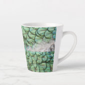 Peacock Green Gris Plumes Latte Mug (Droite)