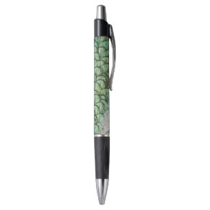 Peacock Green Gris Plumes Stylo