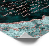 Peacock Green Roos Gold Agate Open Bar Teken Poster (Hoek)