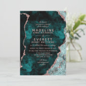 Peacock Green & Roos Gold Folie Agaat Wedding Kaart (Staand voorkant)