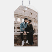 Peacock Green Rose Gold Agate Marble Save the Date Cadeaulabel (Achterkant)