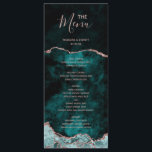 Peacock Green Rose Gold Agate Marbre Mariage Menu<br><div class="desc">Rich Peacock Turquoise Green & Elegant Rose Gold Faux Foil Aquarelle Marbre Agate Géode Doré Design,  avec polices Moderne et Script. Luxueux menu Mariage tendance et chic ! ~ Regardez ma boutique pour voir l'ensemble de la suite mariage pour ce design!</div>
