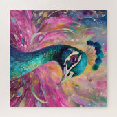 Peacock grillige moderne impressionistische kunst legpuzzel (Horizontaal)