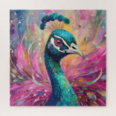 Peacock grillige moderne impressionistische kunst legpuzzel (Verticaal)