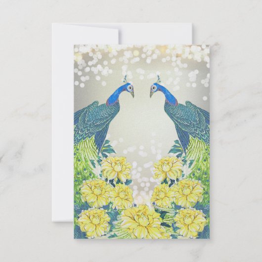 Peacock gris bleu Faire-part de mariage RSVP (Dos)