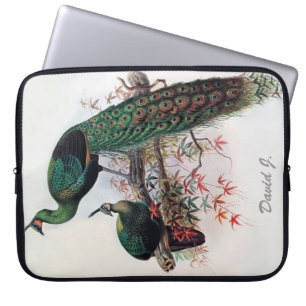 Peacock, groene peafowl pavo muticus 1872 ... laptop sleeve