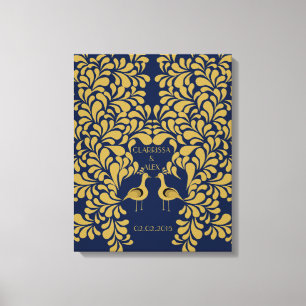 Peacock grote poorten door bruiloft gast boek goud canvas afdruk