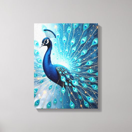 Peacock Harmonics – Premium Wrapped Canvas Afdruk (Voorkant)