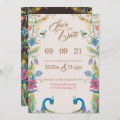 Peacock hen bruiloft uitnodiging (Voorkant / Achterkant)