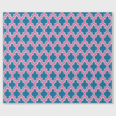 Peacock Hot Pink White Moroccan #4DS Cadeaupapier (Vlak)