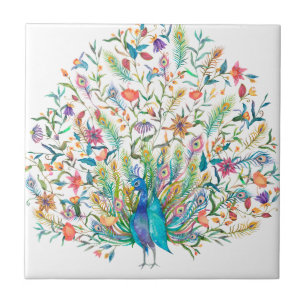 Peacock  Illustratie keramische tegel Tegeltje