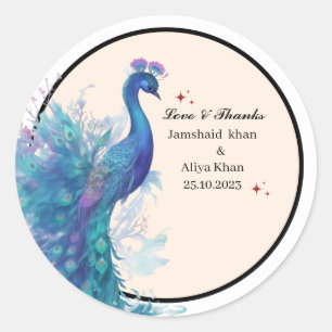 Peacock ilustreé Thankyou faveur Classic Sticker