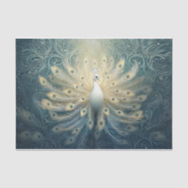 Peacock in bloei, witte veren, elegantie tissuepapier