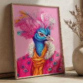 Peacock in Bont Roze Dier Poster