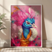 Peacock in Bont Roze Dier Poster