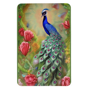 Peacock in de roze tuin magneet