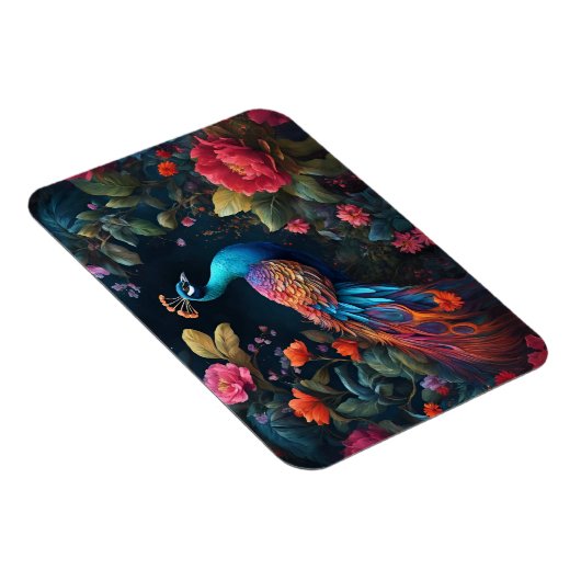 Peacock in een kleurrijke Rozen tuin Magneet (Rechterzijde)