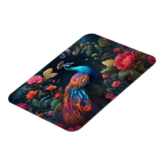 Peacock in een kleurrijke Rozen tuin Magneet (Linkerzijde)