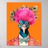 Peacock in Funky Suits Dierlijke Mode Art Poster (Voorkant)