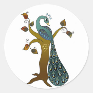 Peacock in Herfst - envelop seal stickers