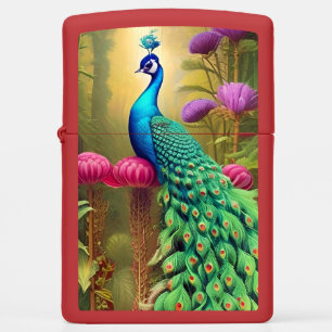Peacock in het roze tuinbos