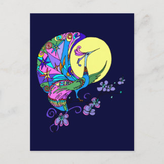 Peacock in Moonlight Briefkaart