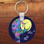 Peacock in Moonlight Sleutelhanger (Voorkant)