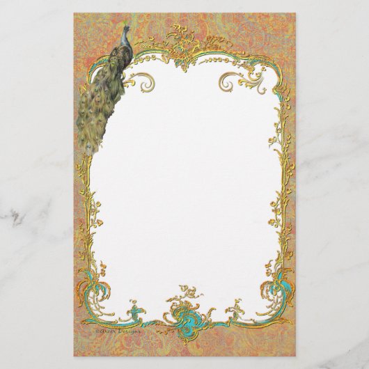 Peacock in Paisley Art Design Briefpapier (Voorkant)