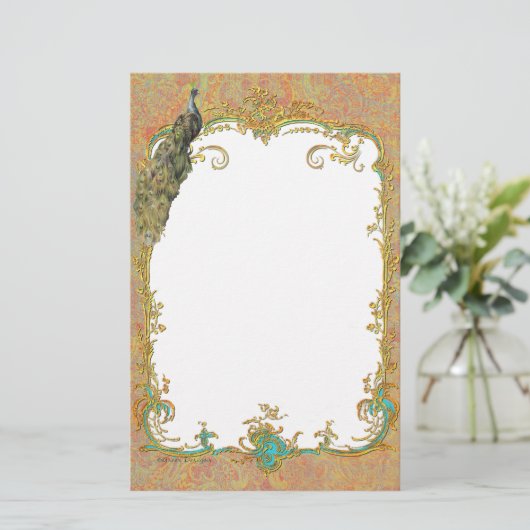 Peacock in Paisley Art Design Briefpapier (Staand voorkant)
