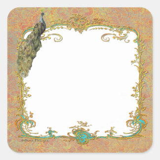  Peacock in Paisley Art Design Vierkante Sticker