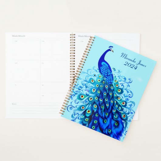 Peacock in Turquoise, Cobalt Blue en Aqua Planner (Display)