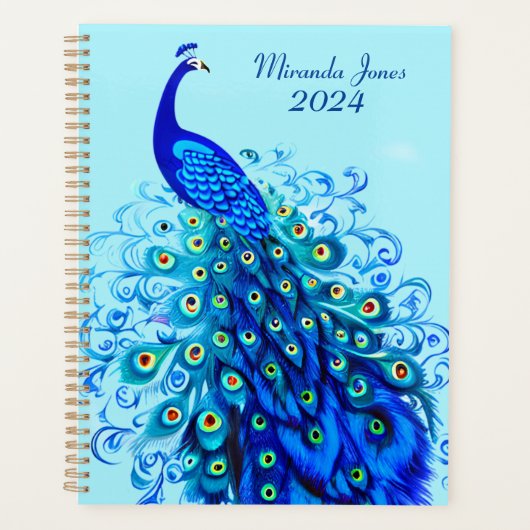 Peacock in Turquoise, Cobalt Blue en Aqua Planner (Voorkant)
