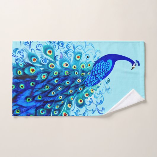 Peacock in Turquoise en Cobalt Blue Bad Handdoek (Handdoek)