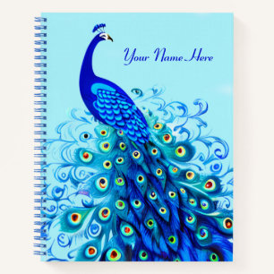 Peacock in Turquoise en Cobalt Blue Journal Notitieboek