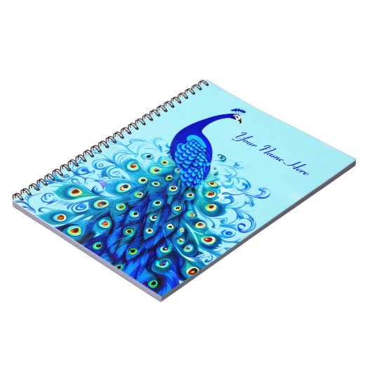 Peacock in Turquoise en Cobalt Blue Notitieboek (Linkerzijde)