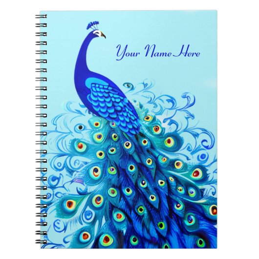 Peacock in Turquoise en Cobalt Blue Notitieboek (Voorkant)