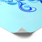 Peacock in Turquoise en Cobalt Blue Poster (Hoek)