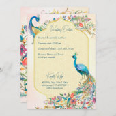 Peacock Indian Hindu bruiloft nodigt details uit R Kaart (Voorkant / Achterkant)