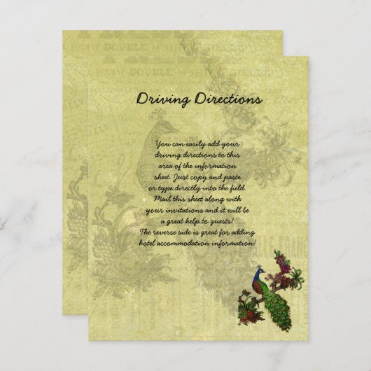 Peacock informatieblad Informatiekaartje (Voorkant / Achterkant)