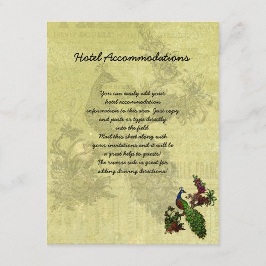 Peacock informatieblad Informatiekaartje (Achterkant)