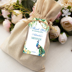 Peacock jasmijn boog Indiase bruiloft mehndi gunst Cadeaulabel