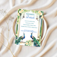 Peacock jasmijn Indiase trouwdetails RSVP-kaart