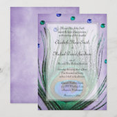 Peacock Jewels Paarse bruiloft Kaart (Voorkant / Achterkant)