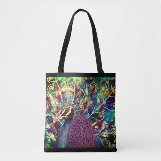 Peacock kaleidoscoop kleurrijk boho artistiek draagtas (Voorkant)